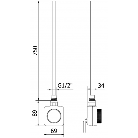 Håndkletørker Ares 1500 x 600 mm, 900 W, Sort, Premium