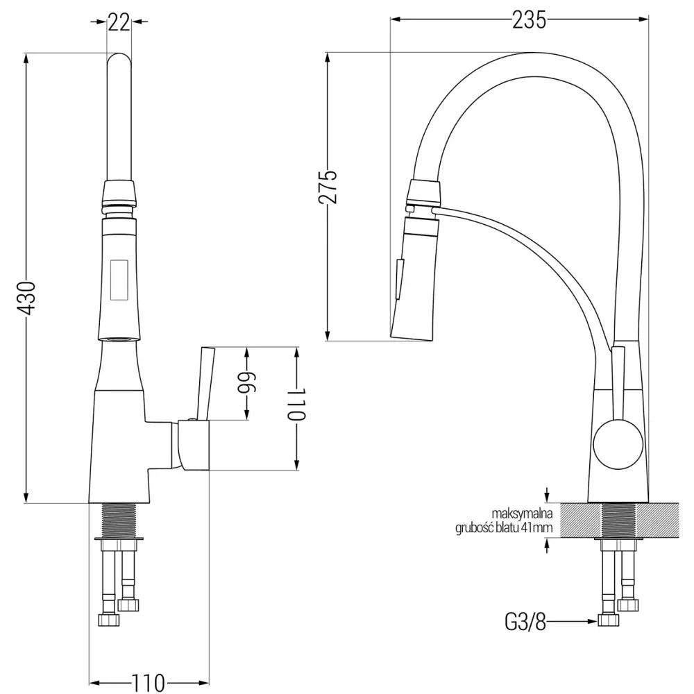 Mexen Aster Kjøkkenbatteri Krom/hvit - 73450- - 2