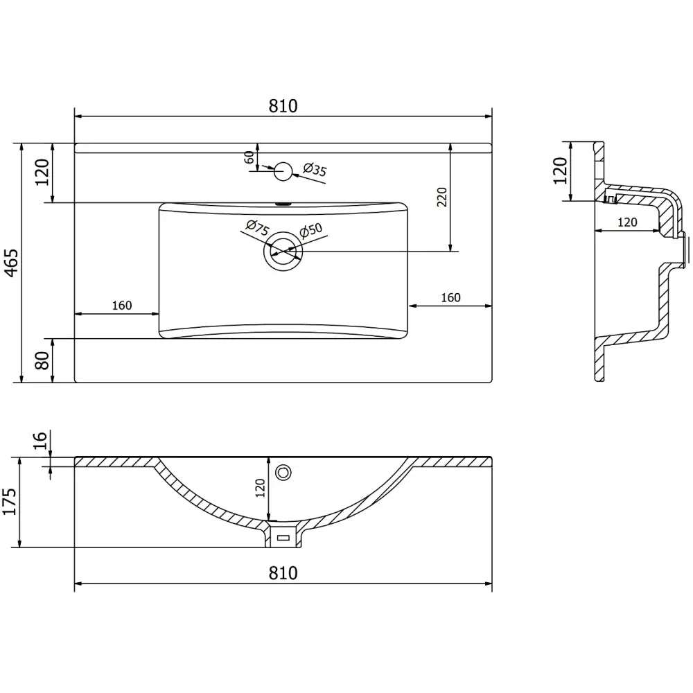 Mexen Atena Nedfelt Servant 81x46 Cm Matt Svart - 6