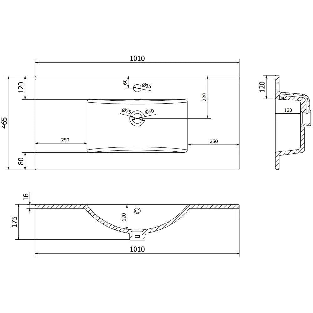 Mexen Atena Servant For Innfelling i Benkeplate 101x46 Cm Hvit - 6