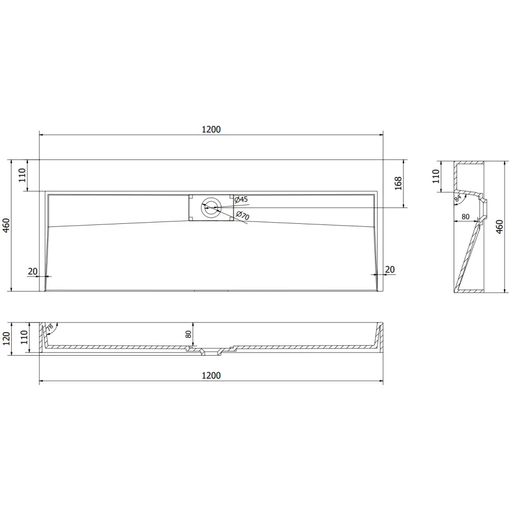 Mexen Ava Servant For Benkeplate Av Kompositt B/o 120x46 Cm Svart - 6