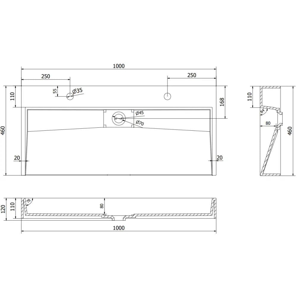 Mexen Ava Servant For Benkeplate i Kompositt 2/o 100x46 Cm Hvit - 6