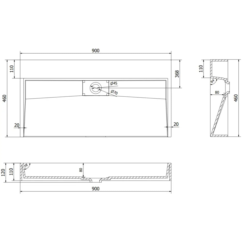 Mexen Ava Servant For Montering På Benkeplate Av Kompositt B/o 90x46 Cm Svart - 6