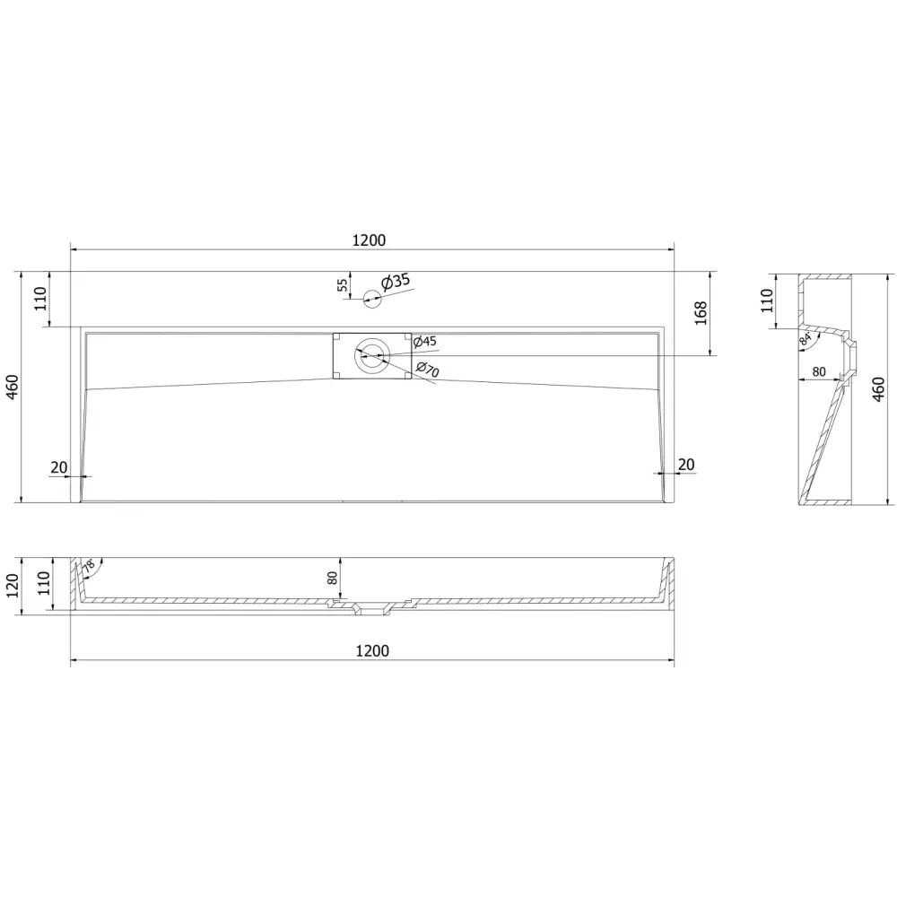 Mexen Ava Servant For Montering På Benkeplate i Kompositt 1/o 120x46 Cm Hvit - 6