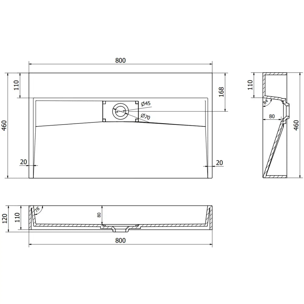 Mexen Ava Servant For Montering På Benkeplate i Kompositt B/o 80x46 Cm Svart - 6