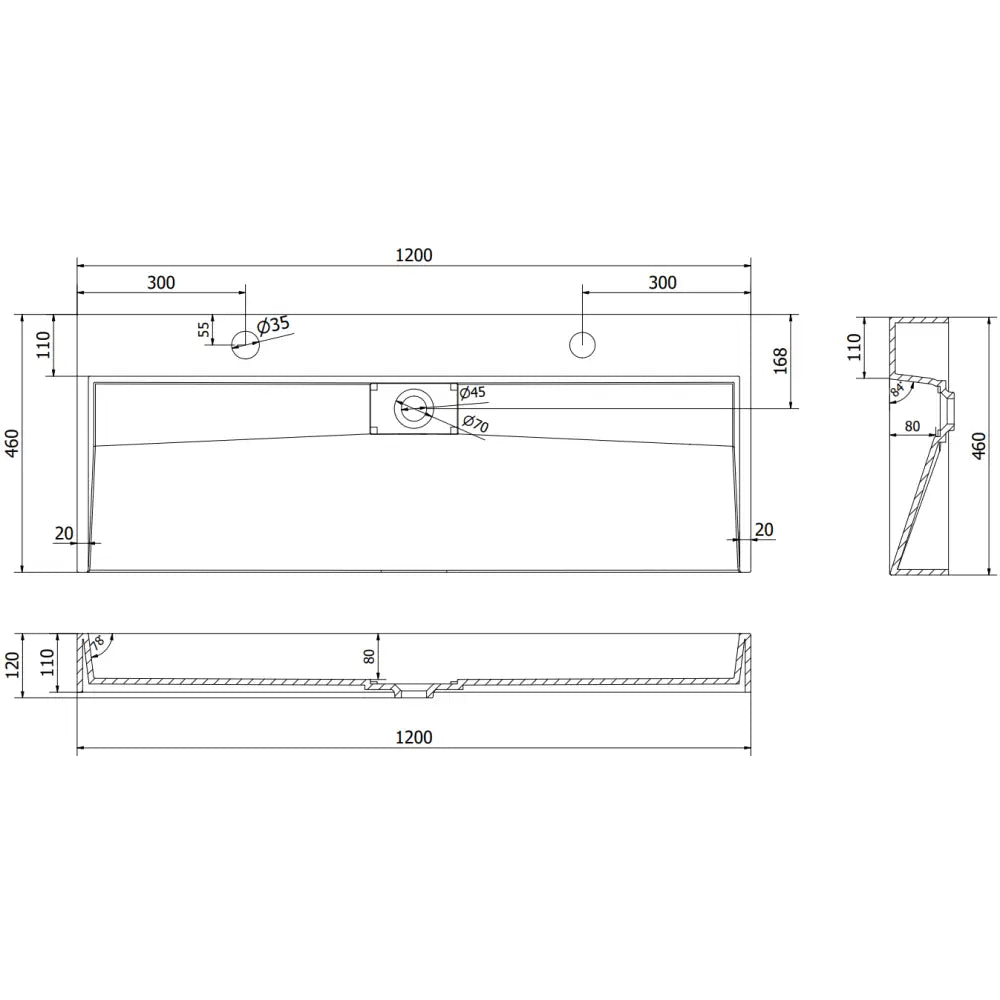 Mexen Ava Servant Til Benkeplate Av Kompositt 2/o 120x46 Cm Svart - 6