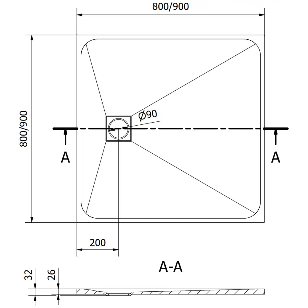 Mexen Bert Dusjbrett Kvadratisk Smc 90x90 Cm Hvit - 4k - 8