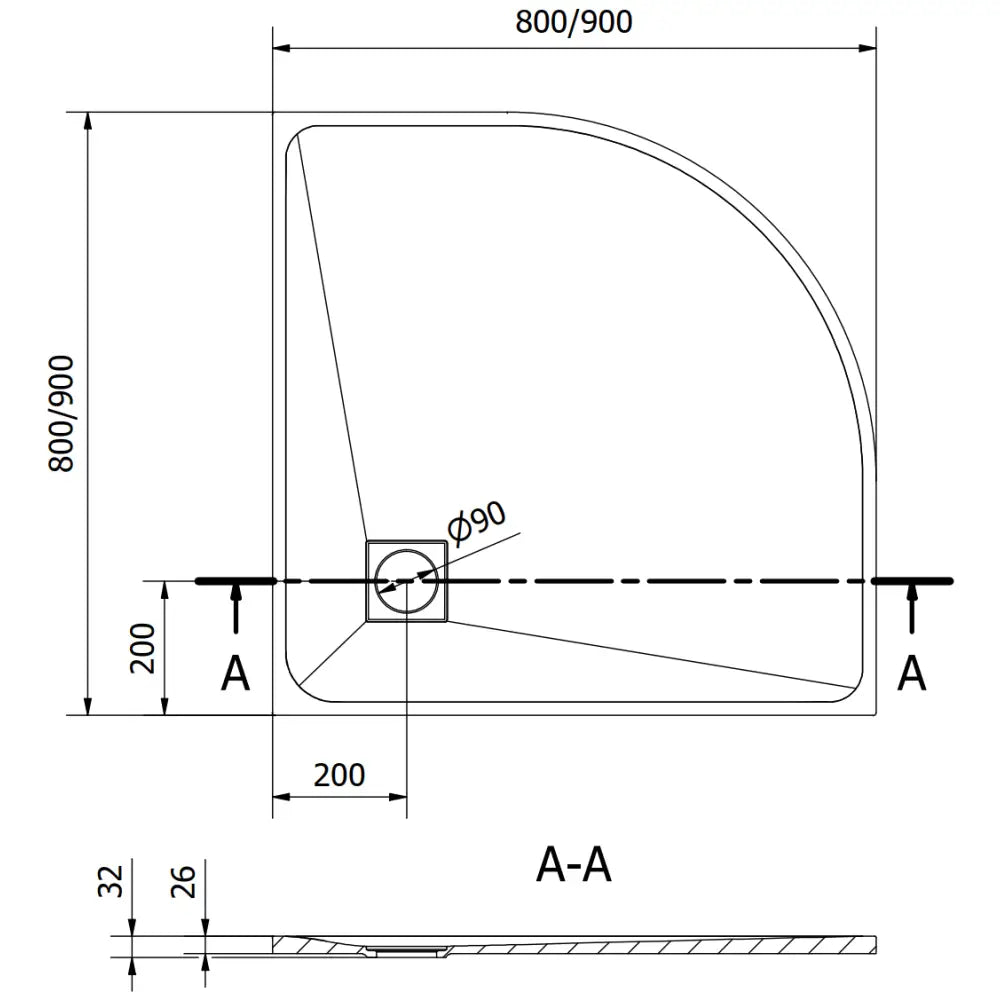 Mexen Bert Halvrund Dusjbunn Smc 90x90 Cm Grå - 4kr - 7