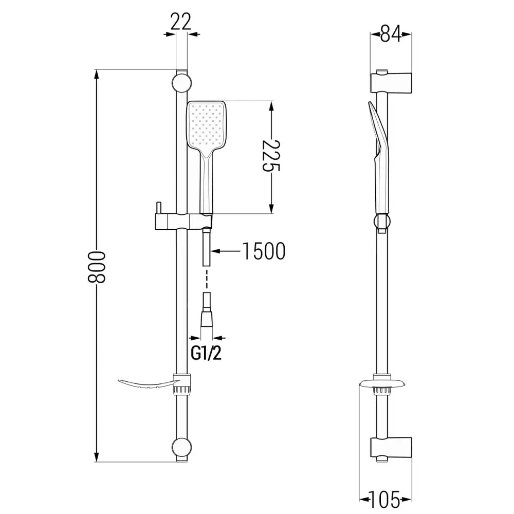 Mexen Caro Df62 Dusjbatteri med Dusjsett Krom - 74664df62-
