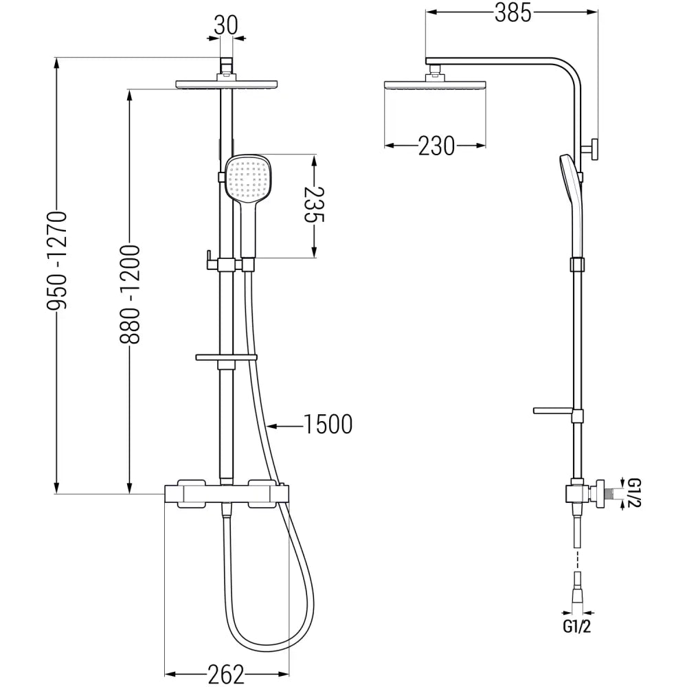 Mexen Cq33 Dusjsett Med Termostatisk Blandebatteri Og Regndusj Krom - 772503395 - 2