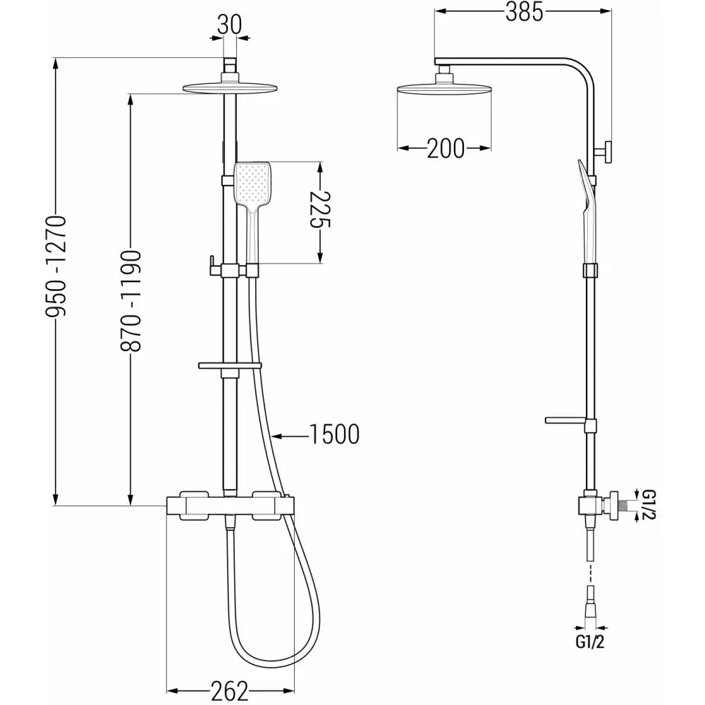 Mexen Cq62 Dusjsett Med Overflate Montering Regndusj Og Termostatbatteri Sort - 772506295 - 2