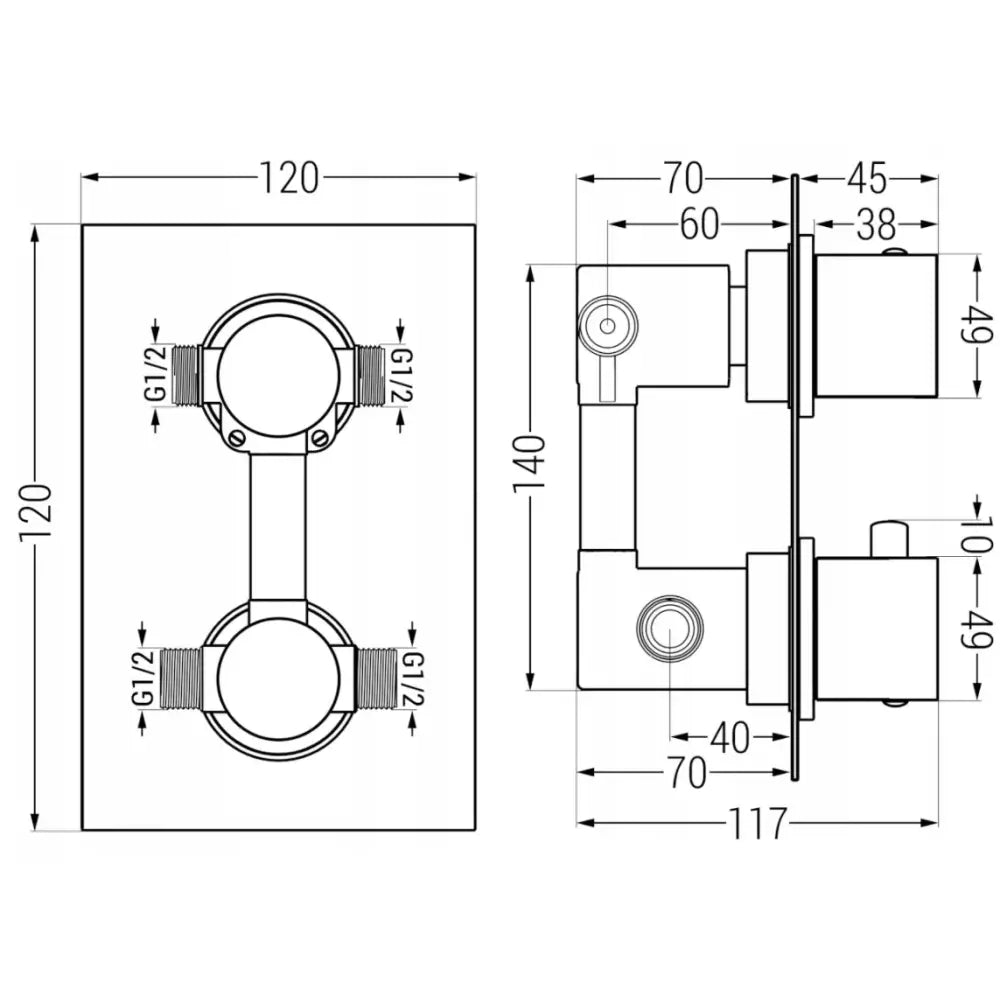 Mexen Cube Dr02 Innebygd Dusjsett Med 25 Cm Regndusj Grafitt - 77502dr0225- - 2