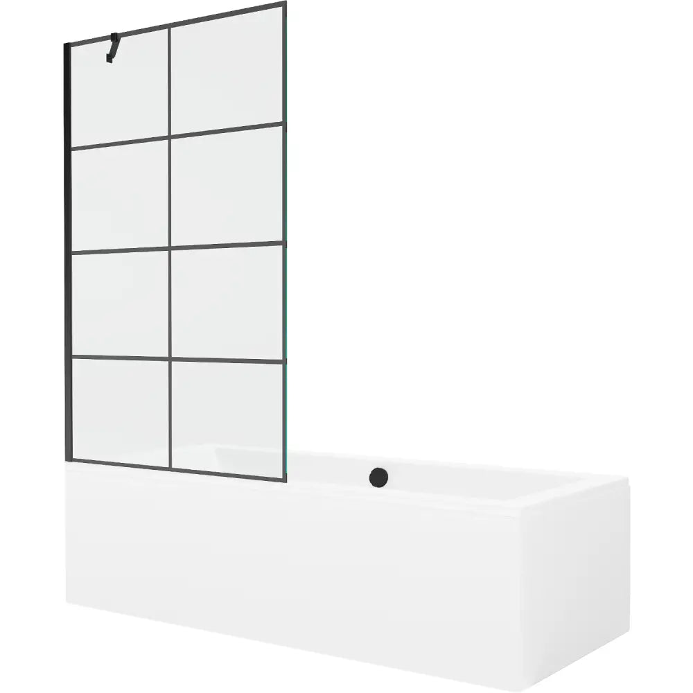 Mexen Cube Rektangulært Badekar 170x80 Cm Med Kabinett Og 1-dørs Skjerm 100 Cm Svart Mønster - 550517080x - 1