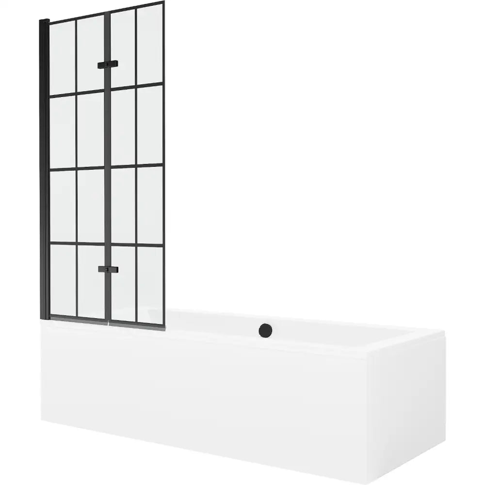 Mexen Cube Rektangulært Badekar 170x80 Cm Med Kabinett Og 2-delt Dusjvegg 80 Cm Svart Mønster - 550517080x - 1