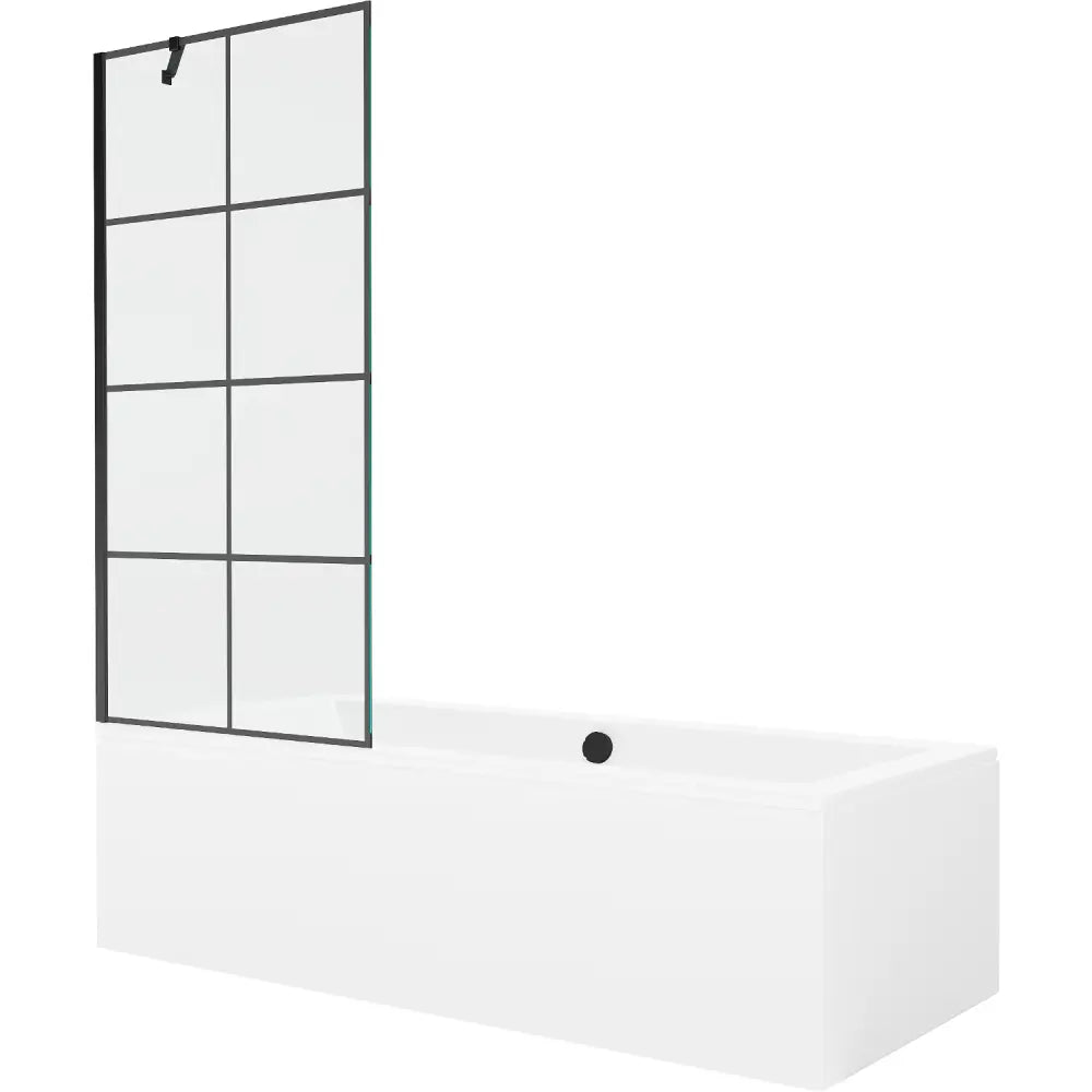 Mexen Cube Rektangulært Badekar 170x80 Cm Med Kledning Og Enkeltfløyels Skjermvegg 80 Cm Svart Mønster - 550517080x - 1