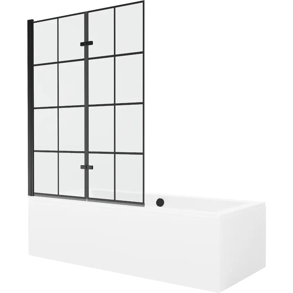 Mexen Cube Rektangulært Badekar 170x80 Cm Med Kledning Og 2-delt Skjermbrett 120 Cm Svart Mønster - 550517080x - 1