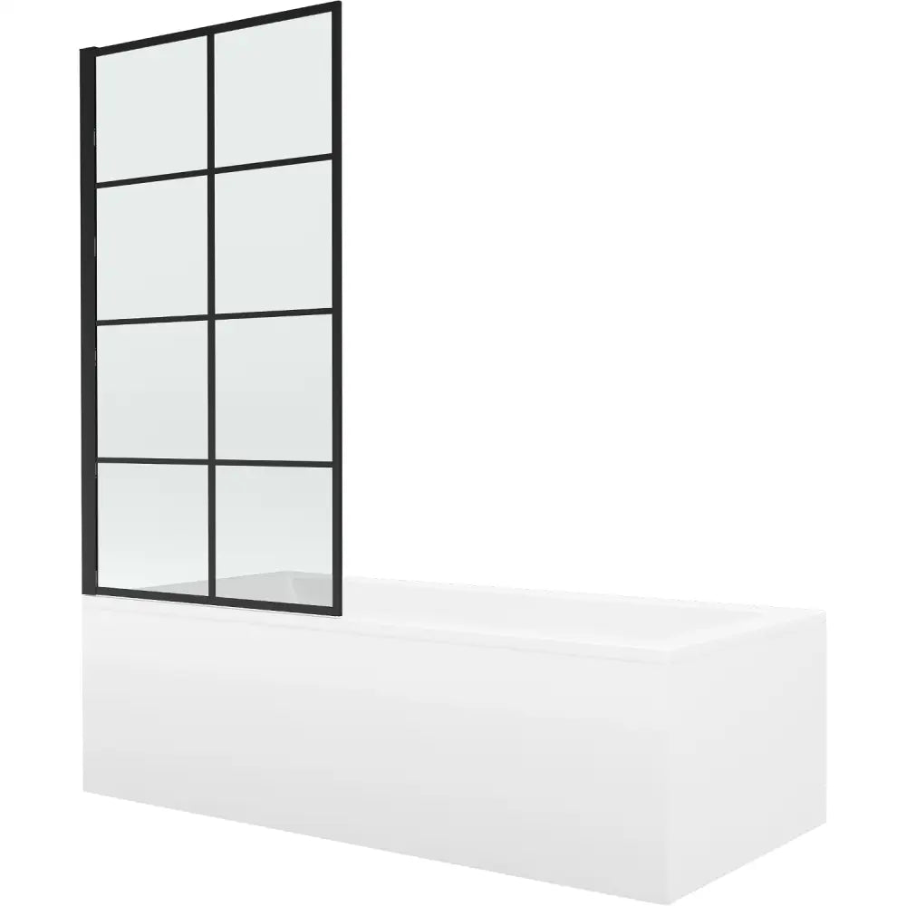 Mexen Cubik Rektangulært Badekar 150x70 Cm Med Kabinett Og Enkeltfløyet 70 Cm Dusjvegg Svart Mønster - 550315070x - 1