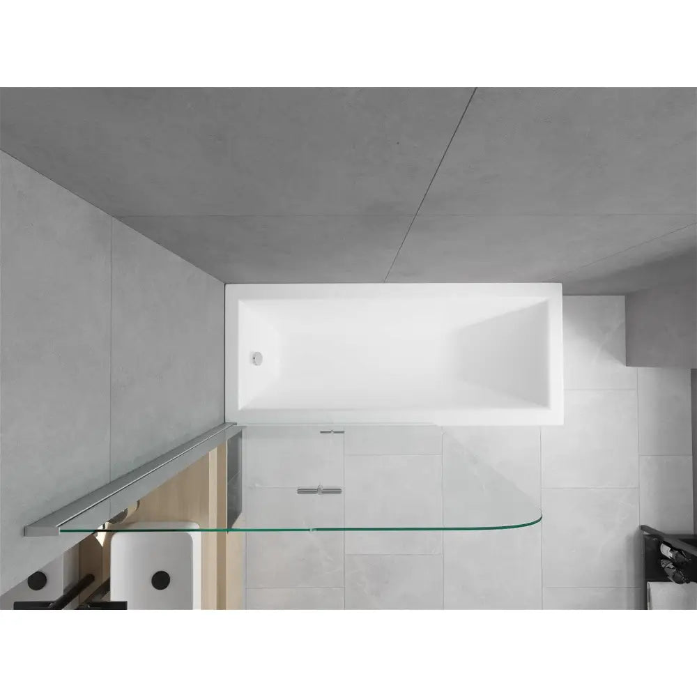 Mexen Cubik Rektangulært Badekar 150x70 Cm med Kabinett og 2-delt Dusjvegg 100 Cm Gjennomsiktig Krom - 550315070x