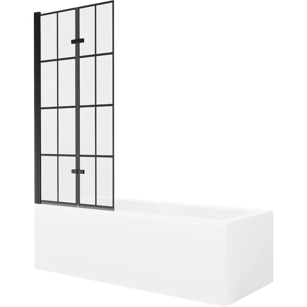 Mexen Cubik Rektangulært Badekar 150x70 Cm Med Kabinett Og 2-delt Dusjvegg 80 Cm Svart Mønster - 550315070x - 1