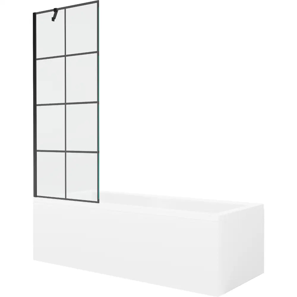 Mexen Cubik Rektangulært Badekar 150x70 Cm Med Kledning Og Enkeltvinget 70 Cm Skjerm Svart Mønster - 550315070x - 1