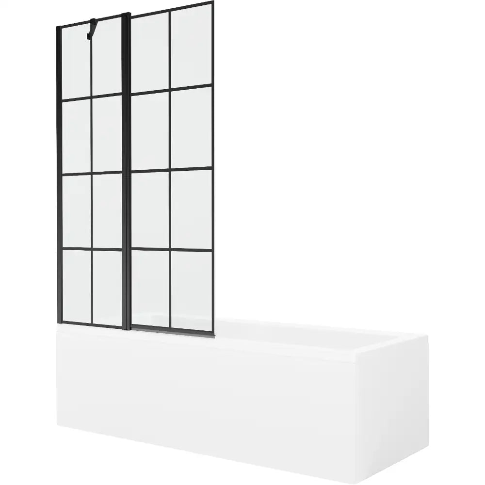 Mexen Cubik Rektangulært Badekar 160x70 Cm Med Kabinett Og Enkeltfløyet Skjerm 100 Cm Svart Mønster - 550316070x - 1