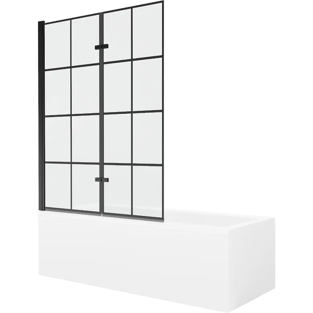 Mexen Cubik Rektangulært Badekar 160x70 Cm Med Kabinett Og 2-delt Dusjvegg 120 Cm Svart Mønster - 550316070x - 1