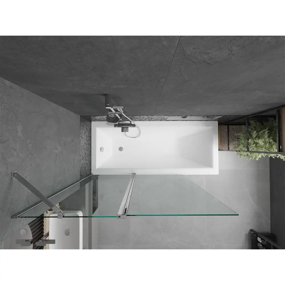Mexen Cubik Rektangulært Badekar 170x70 Cm med Kabinett og Enkeltfløyet Dusjvegg 120 Cm Gjennomsiktig Krom - 550317070x