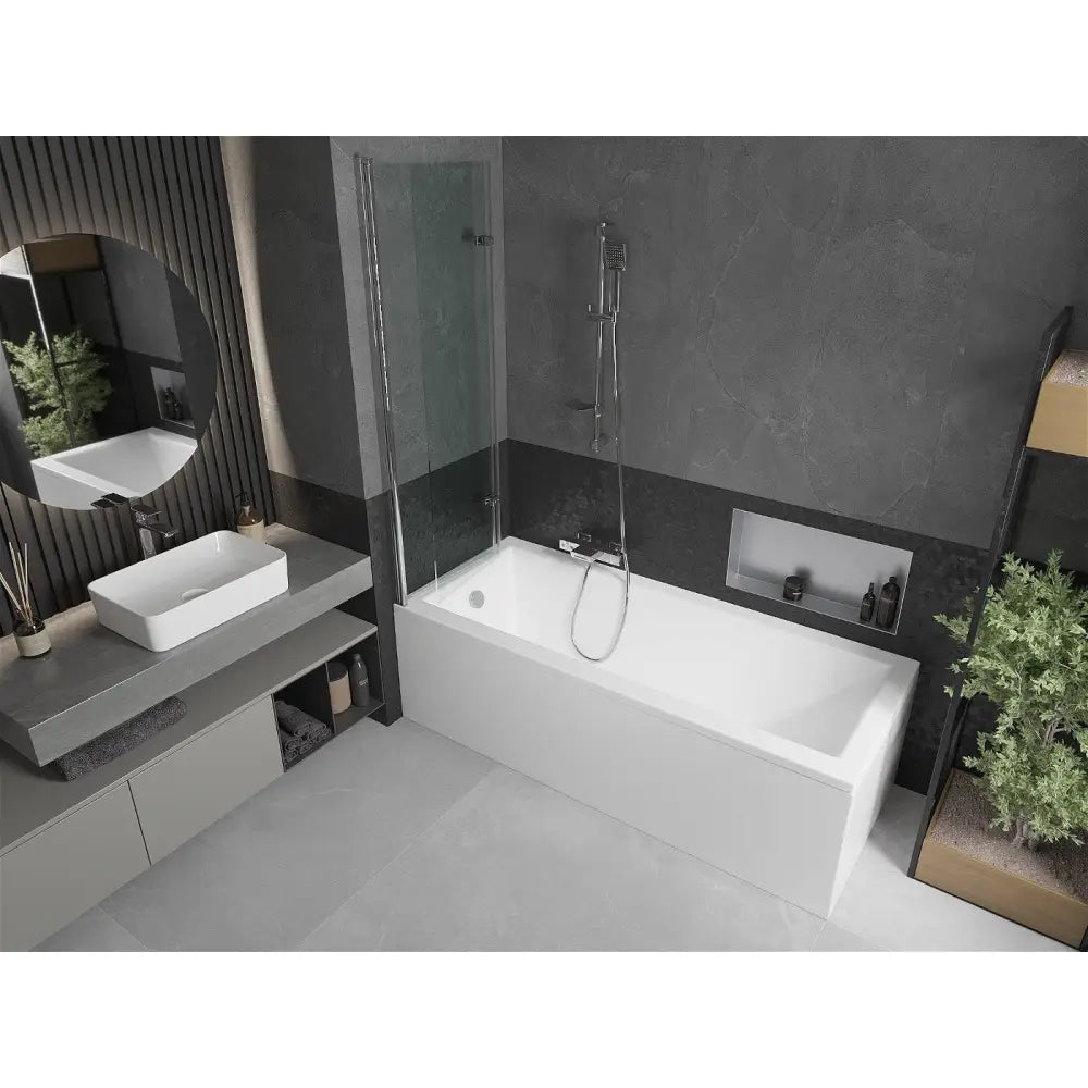 Mexen Cubik Rektangulært Badekar 170x70 Cm med Kabinett og 2-delt Dusjskjerm 100 Cm Gjennomsiktig Krom - 550317070x