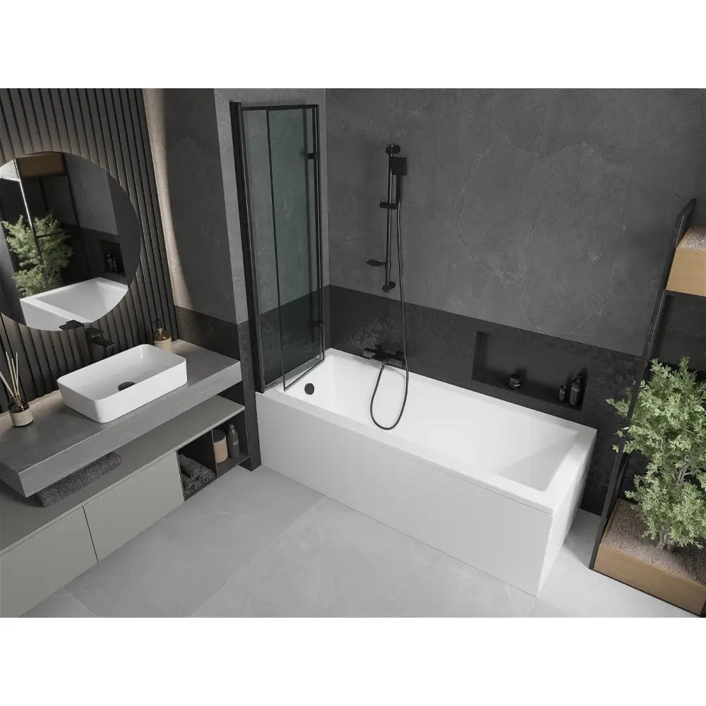 Mexen Cubik Rektangulært Badekar 170x70 Cm med Kabinett og 2-delt Dusjvegg 100 Cm Svart Mønster - 550317070x