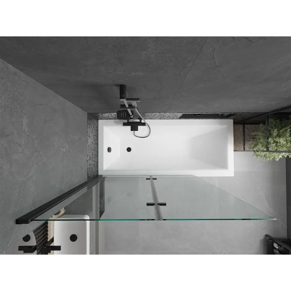 Mexen Cubik Rektangulært Badekar 170x70 Cm med Kabinett og 2-delt Dusjvegg 120 Cm Gjennomsiktig Svart - 550317070x