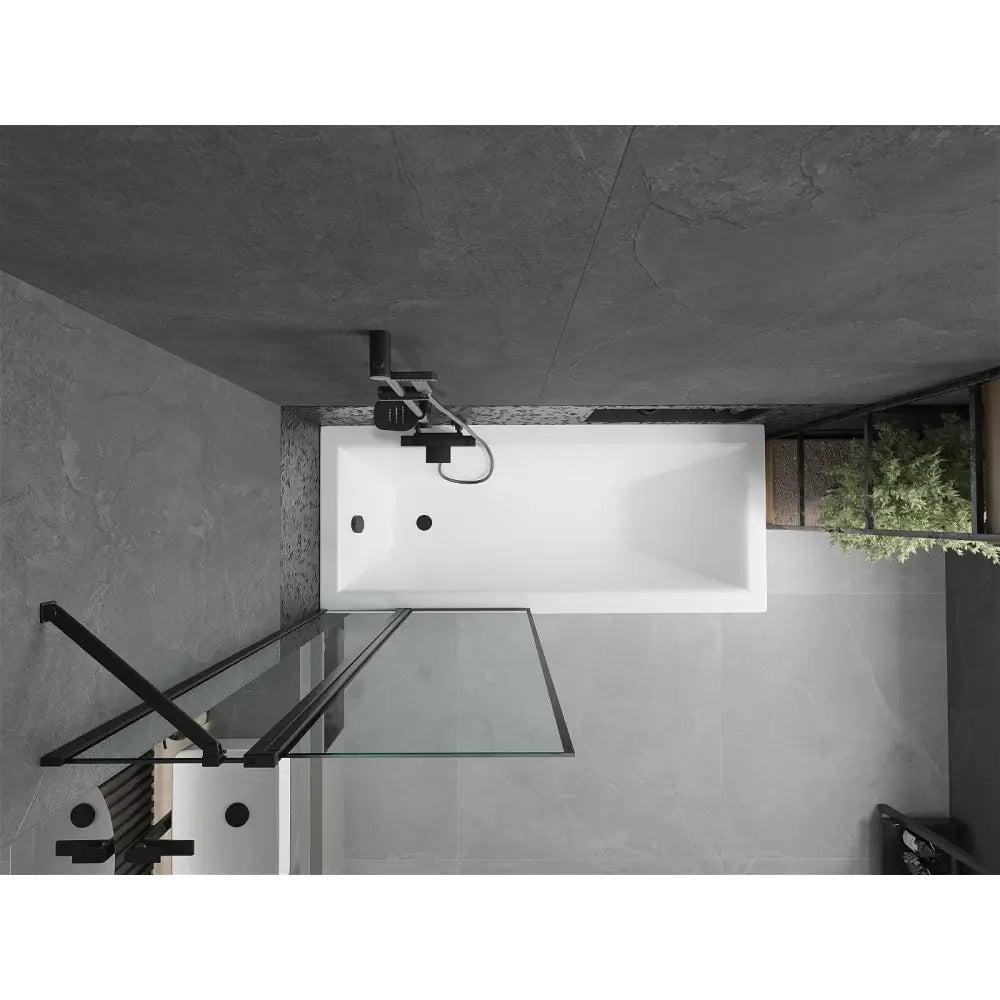 Mexen Cubik Rektangulært Badekar 170x70 Cm med Kledning og Ett-vinget Dusjvegg 80 Cm Svart Design - 550317070x