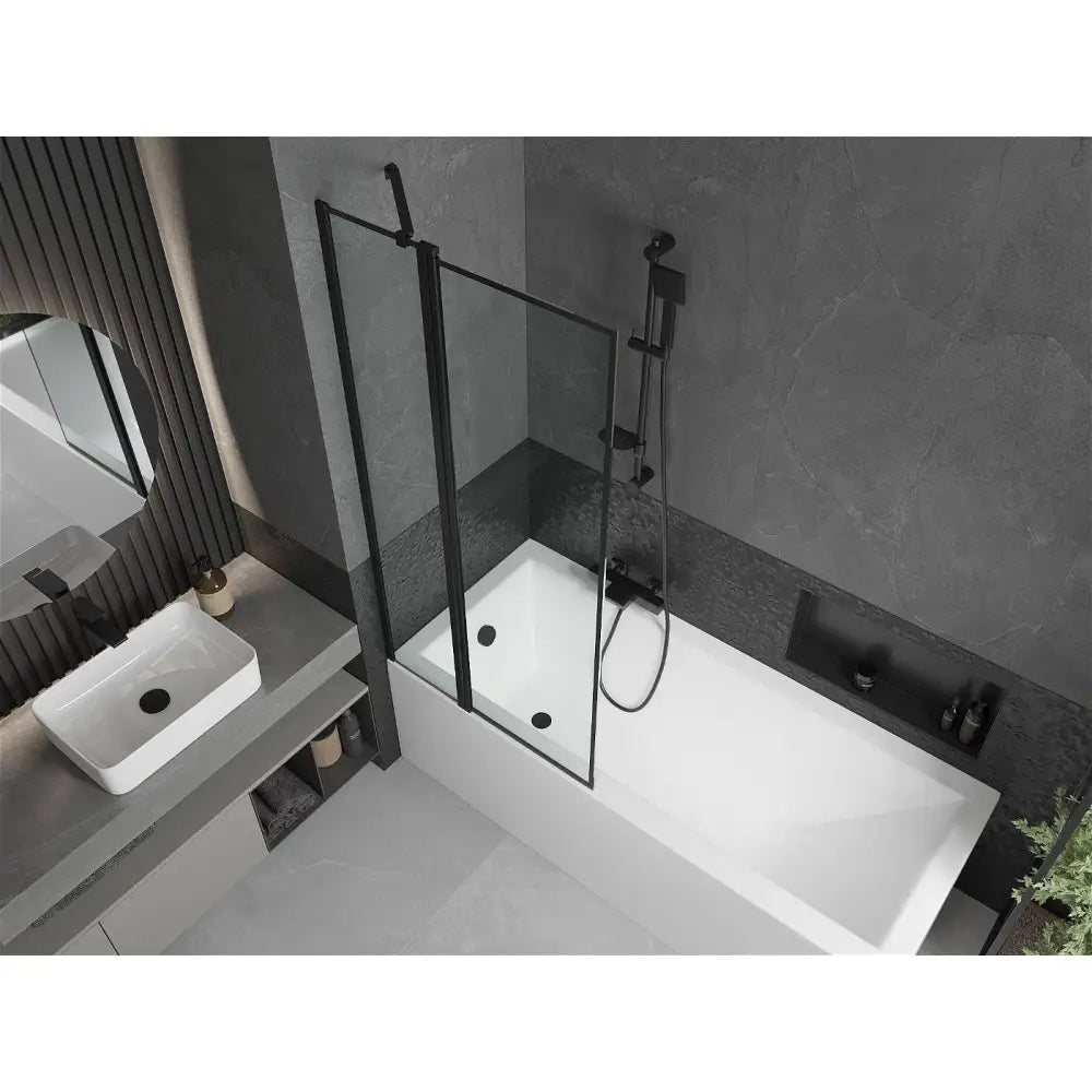 Mexen Cubik Rektangulært Badekar 170x70 Cm med Kledning og Ett-vinget Dusjvegg 80 Cm Svart Design - 550317070x