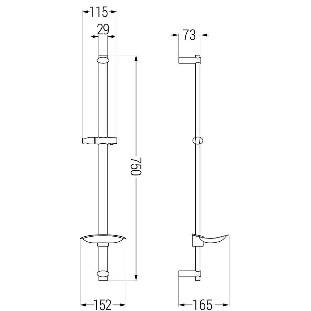 Mexen Db Dusjstang Med Såpekopp 75 Cm Svart - 79384 - 2