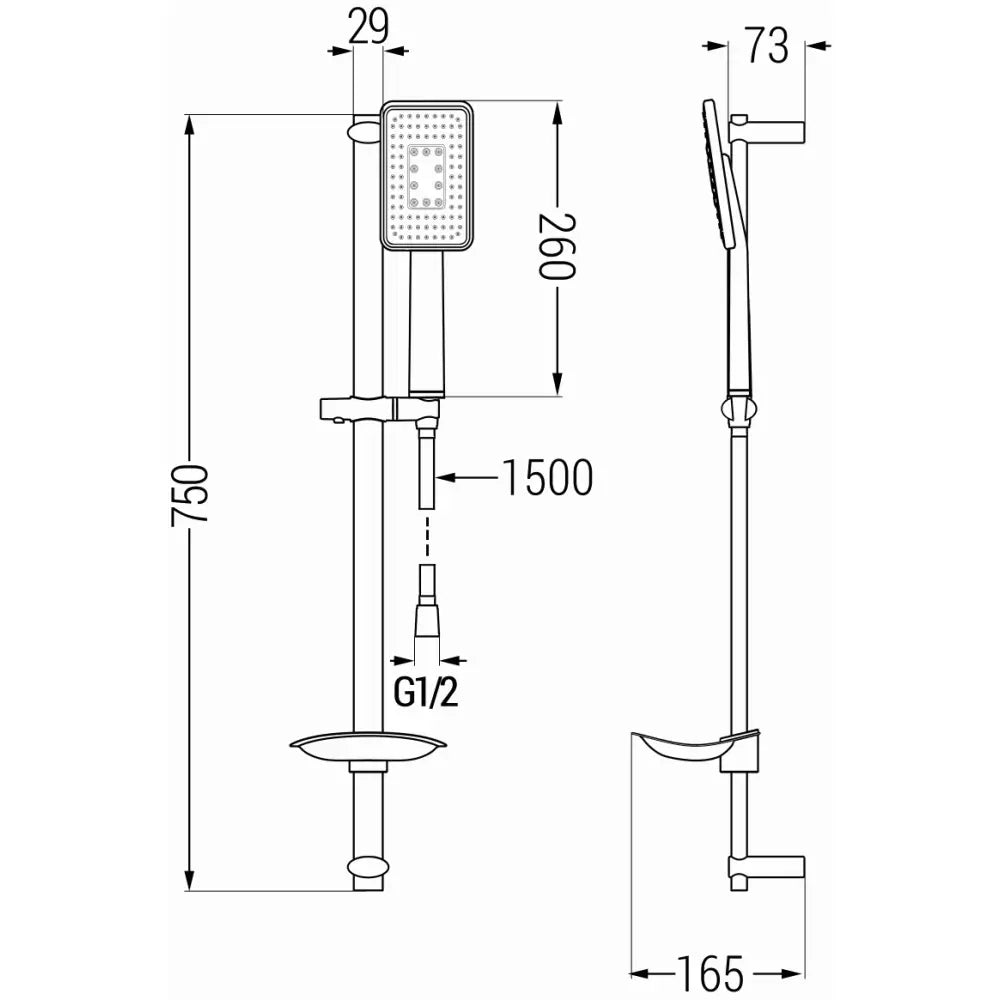 Mexen Db54 Glidende Dusjsett Svart/krom - 785544584 - 2