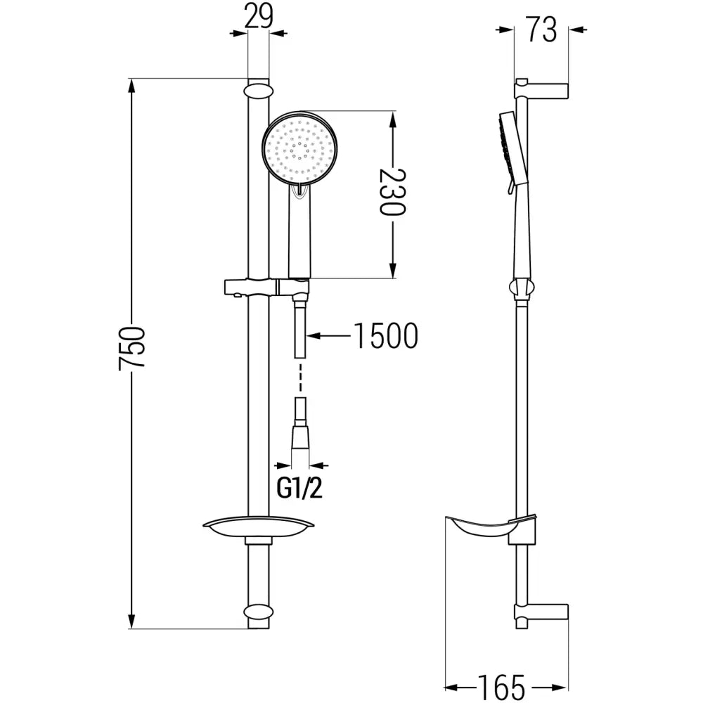 Mexen Db75 Dusjsett Med Glider Krom - 785754584 - 2