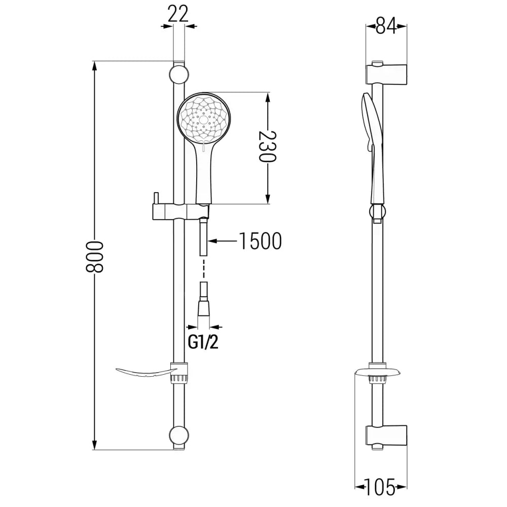 Mexen Df74 Skyvbart Dusjsett Krom - 785744582 - 2