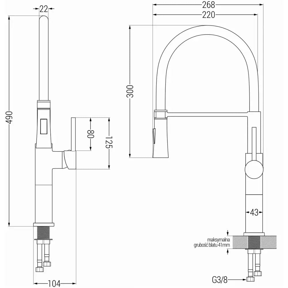 Mexen Dina Kjøkkenbatteri Krom/svart - 672701- - 2