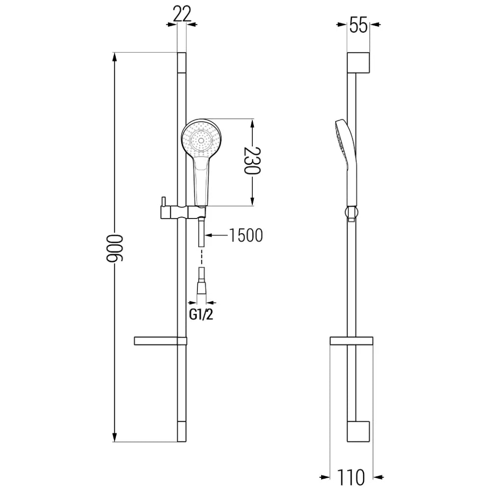 Mexen Ds05 Skyvbar Dusjsett Krom - 785054583 - 2