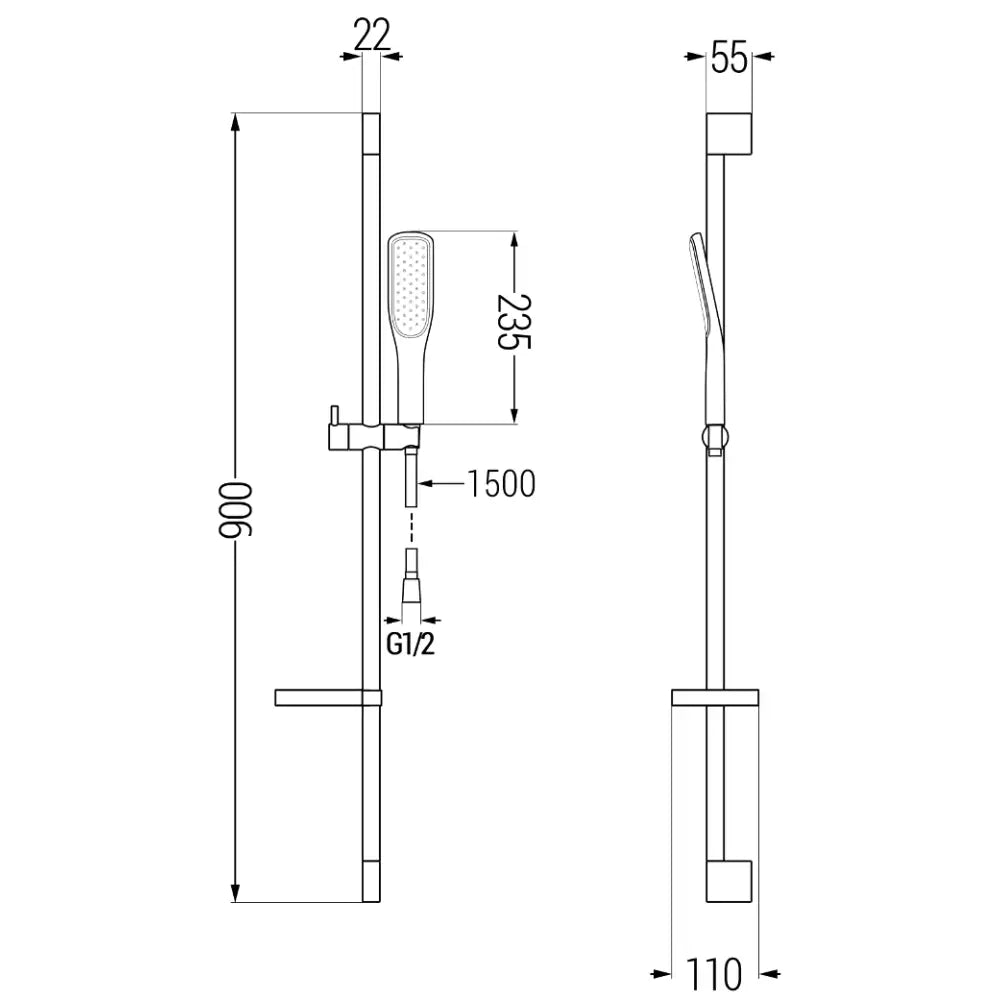 Mexen Ds49 Dusjsett Med Skyvbart Hode Svart - 785494583 - 2