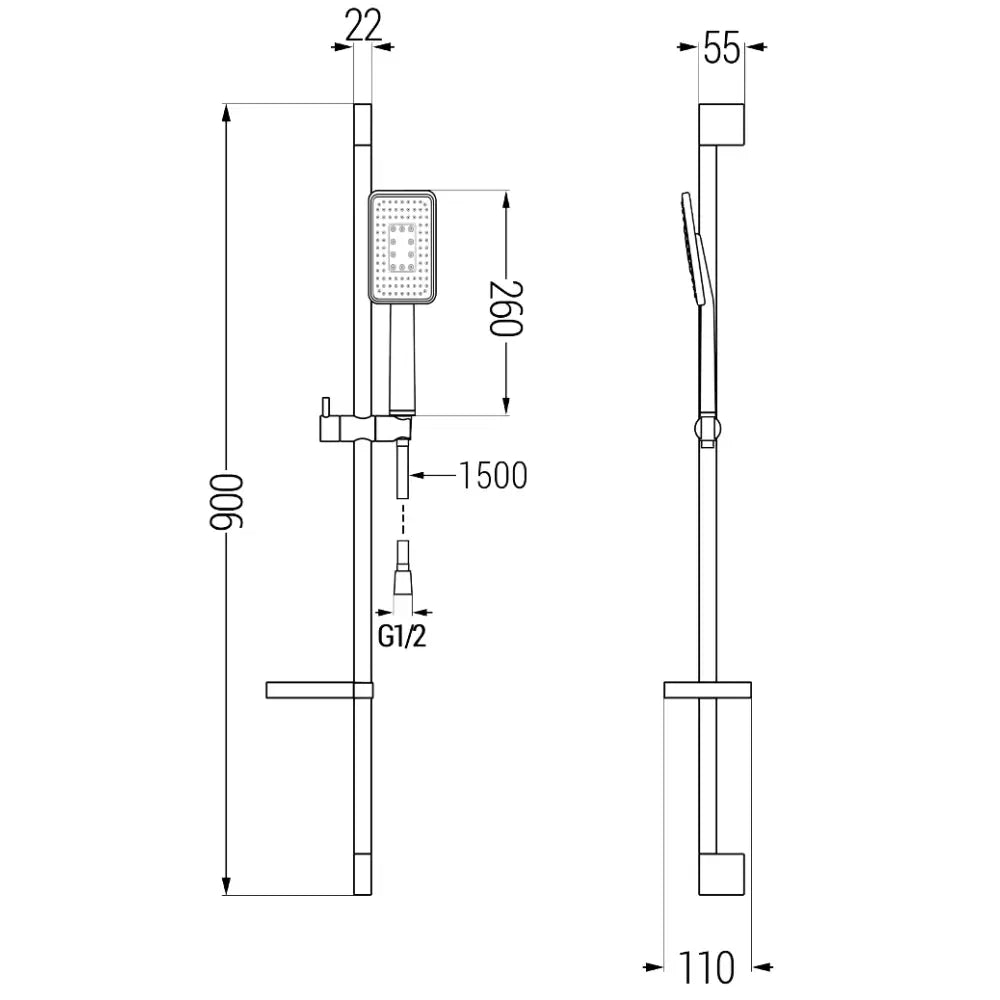 Mexen Ds54 Dusjsett Med Glider Svart - 785544583 - 2