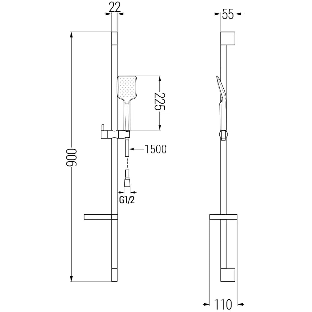 Mexen Ds62 Skyvbart Dusjsett Krom - 785624583 - 2