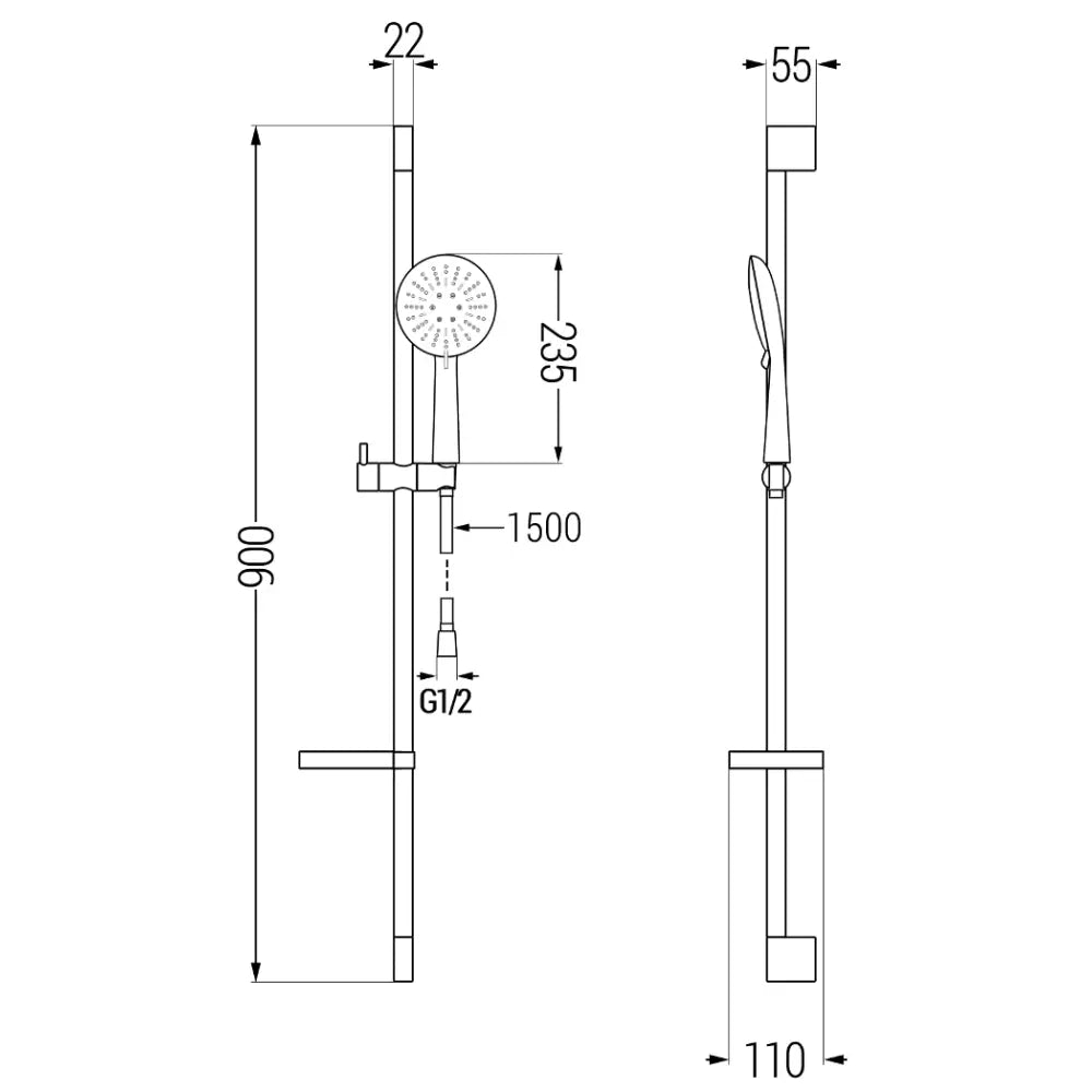 Mexen Ds67 Dusjsett Skyvbart Svart - 785674583 - 2