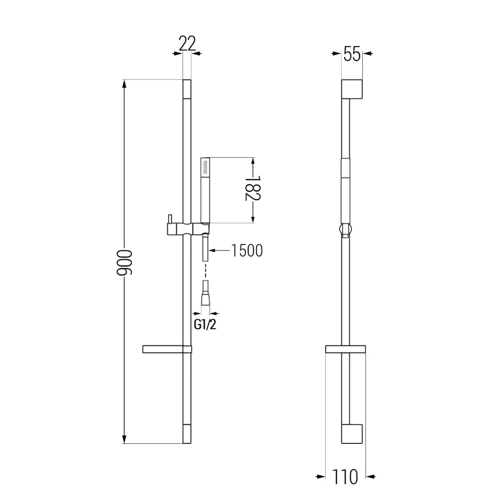 Mexen Ds70 Dusjsett Med Glider Krom - 785704583 - 2