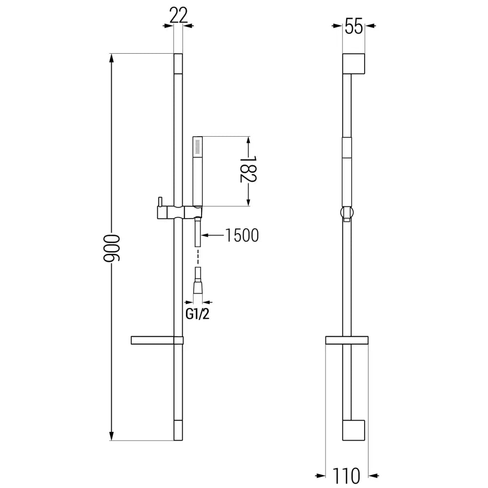 Mexen Ds70 Dusjsett Med Glider Svart - 785704583 - 2