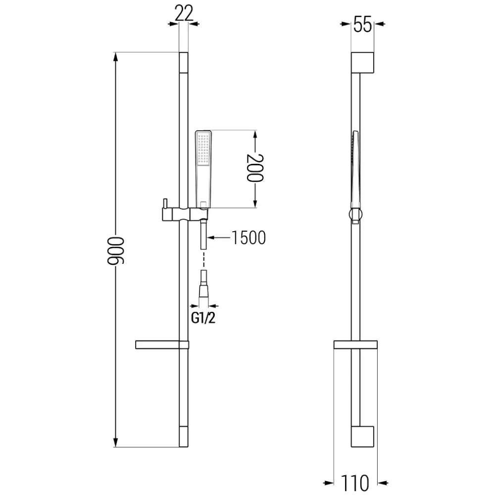 Mexen Ds72 Dusjsett Med Glider Svart - 785724583 - 2