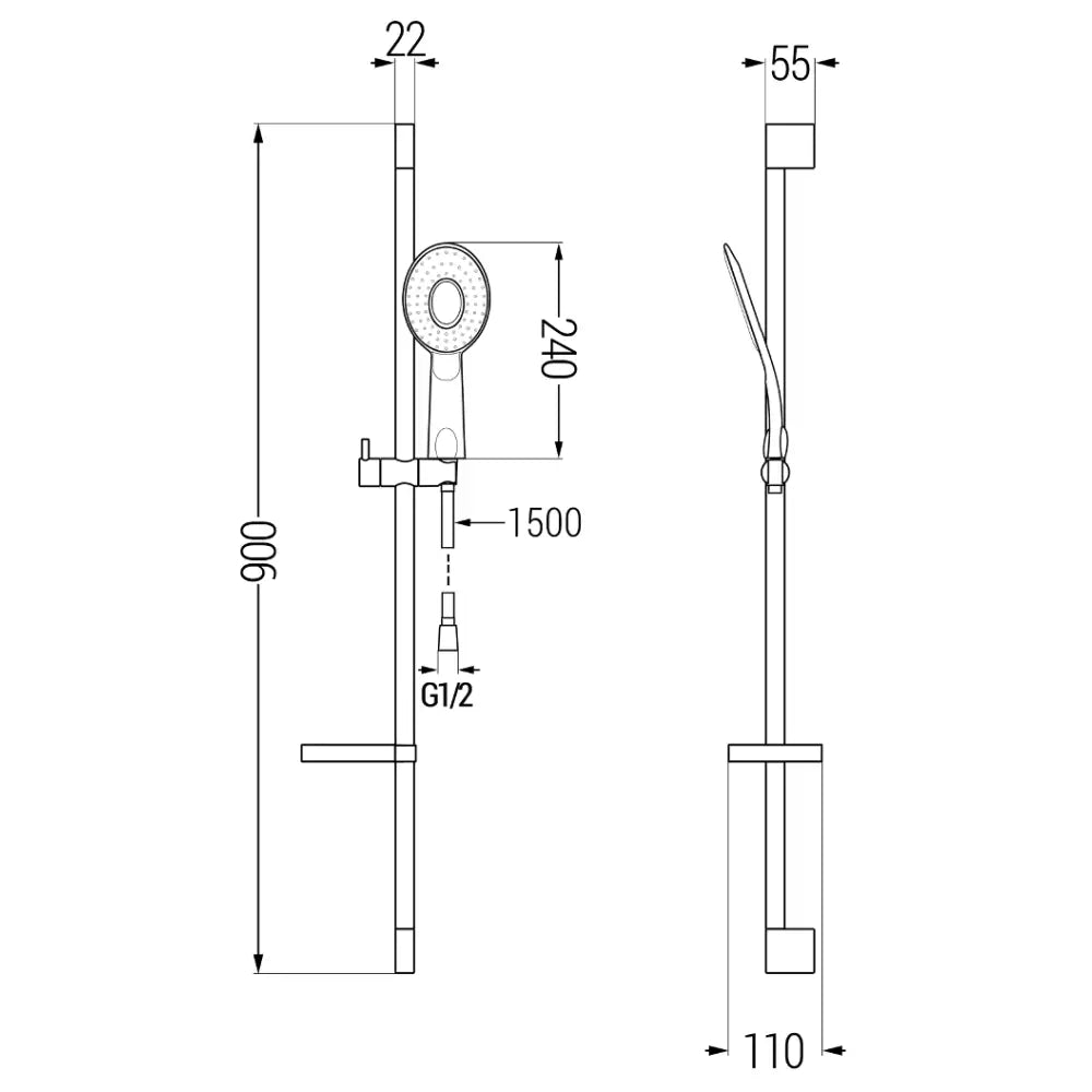 Mexen Ds73 Dusjsett Med Skyvbart Svart - 785734583 - 2