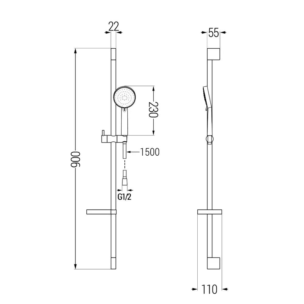 Mexen Ds75 Dusjsett Med Glidefunksjon Svart - 785754583 - 2