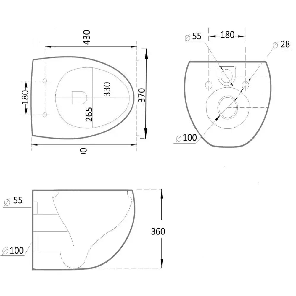 Mexen Egg Toalettskål Rimless Med Slow-close Sete Slim Duroplast Matt Svart - 2