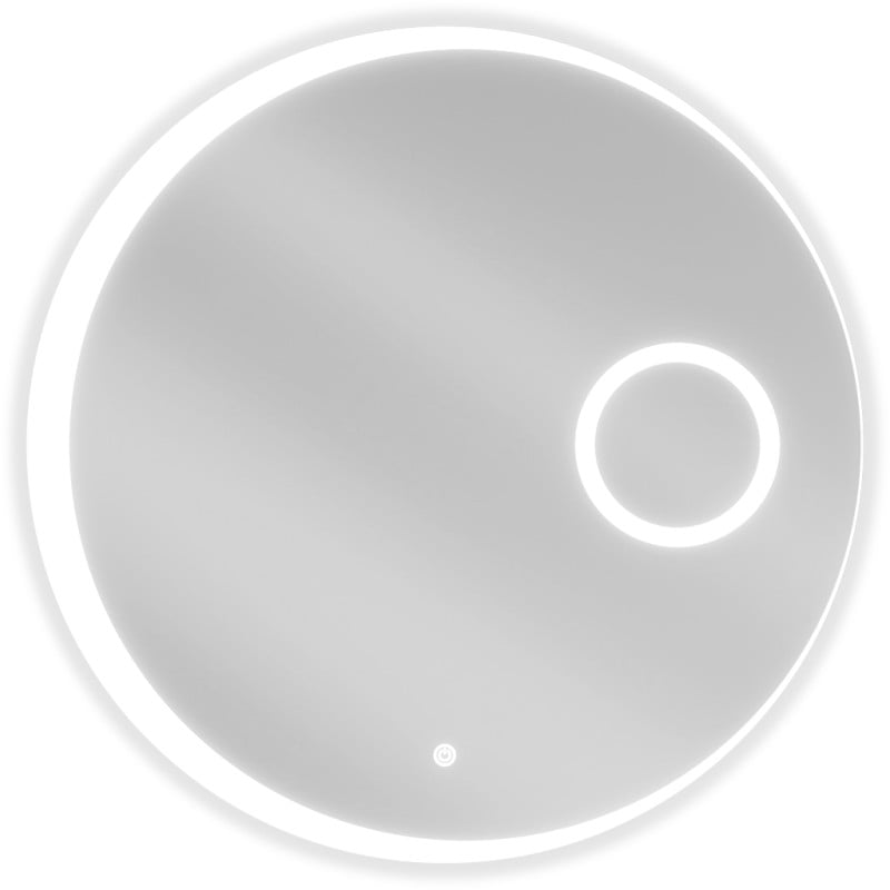 Speil med lys rundt 70 cm LED-speil Mexen Ella med sminkespeil og berøringsknapp nederst.