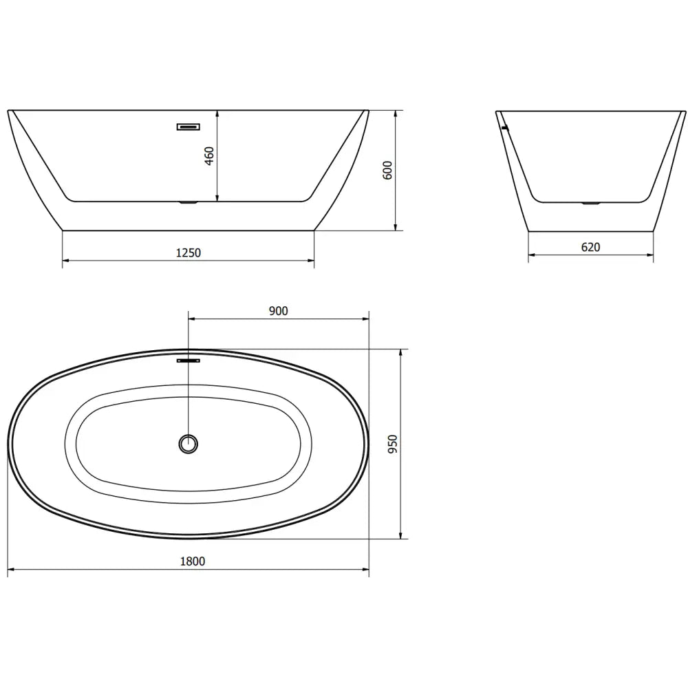 Mexen Eris Frittstående Badekar 180x95 Cm Hvit Med Gyllen Overløp - 53441809500-g - 6